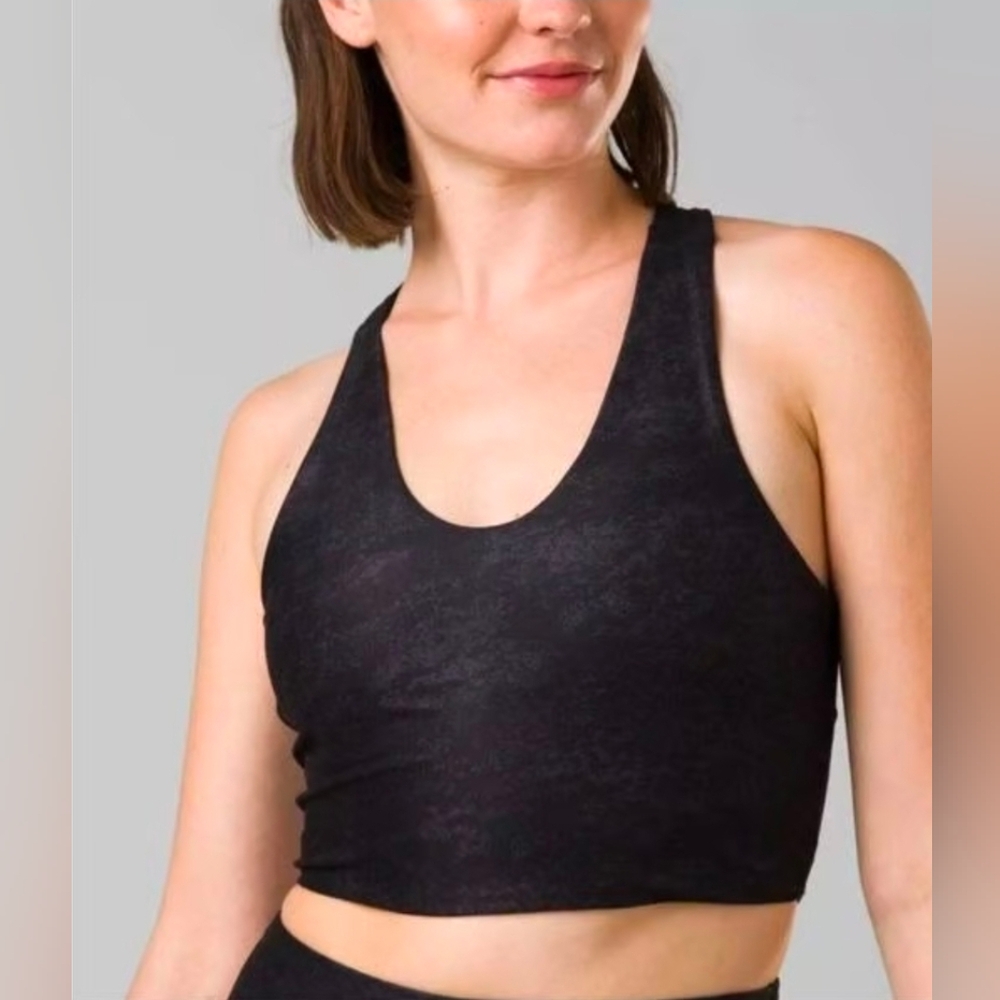 prAna Size Large Fits 12-14 Momento Reversible Crop Top Black Sandblast Dk Iron